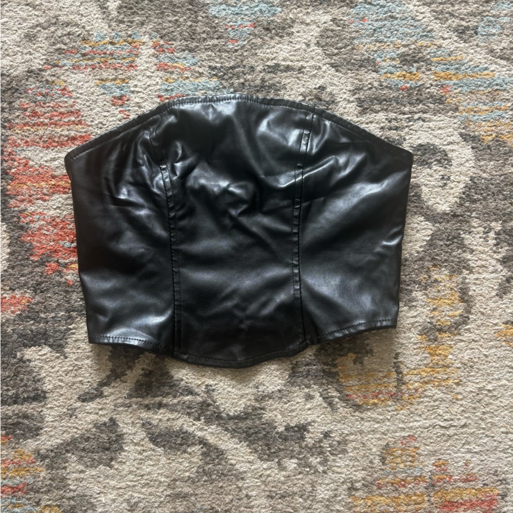 Faux leather top